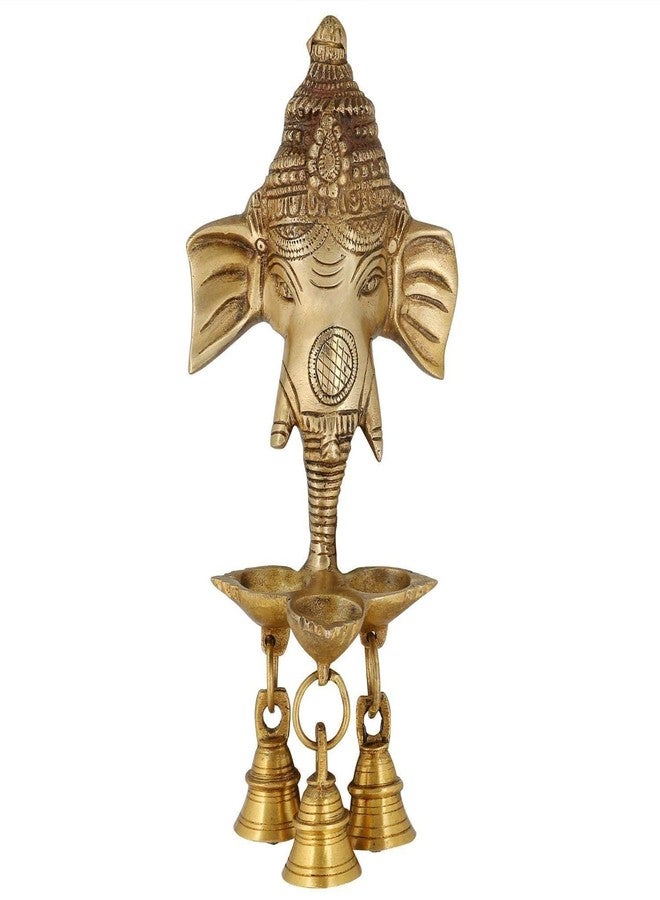 ARYADIT مصباح غانيشا معدني معلق على الحائط من أرياديت مع أجراس لتزيين المنزل، مصباح زيتي ذهبي معلق، هدايا ديوالي، مصابيح ديوالي، جرس للعبادة، ديكور معبد، قياسي، عبوة من قطعة واحدة - Image 2